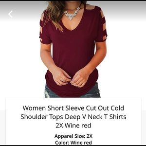 NWOT short sleeve cut out cold shoulder top  Sz 2X